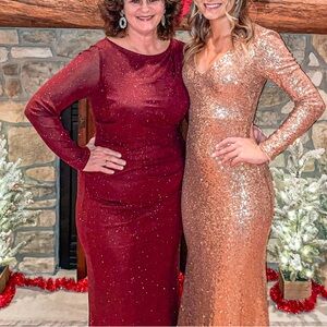 Beautiful red full length long sleeve dress